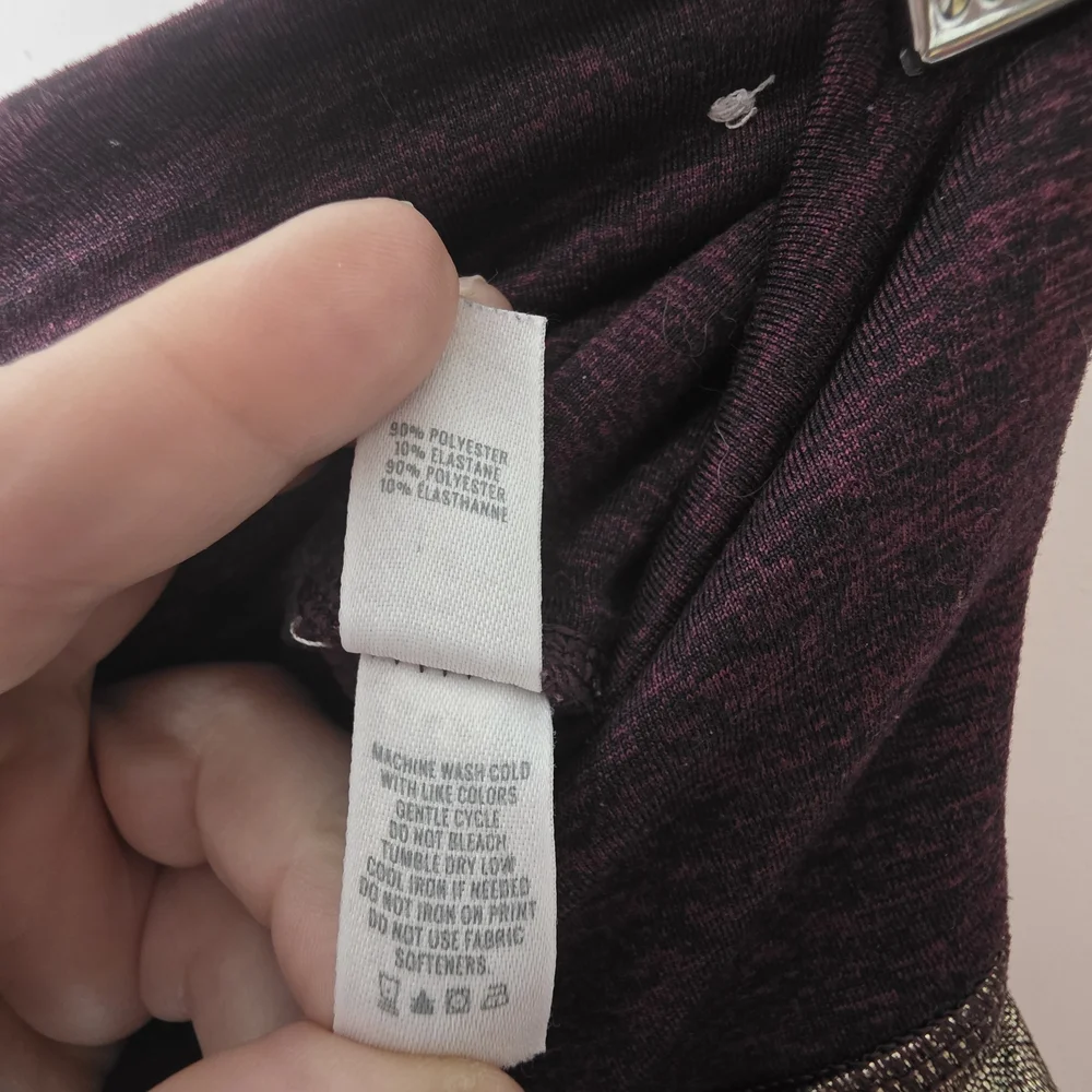 Aerie Chill Play Move Leggings M Burgundy Metallic Side Panel High Rise Athletic - Picture 6 of 6